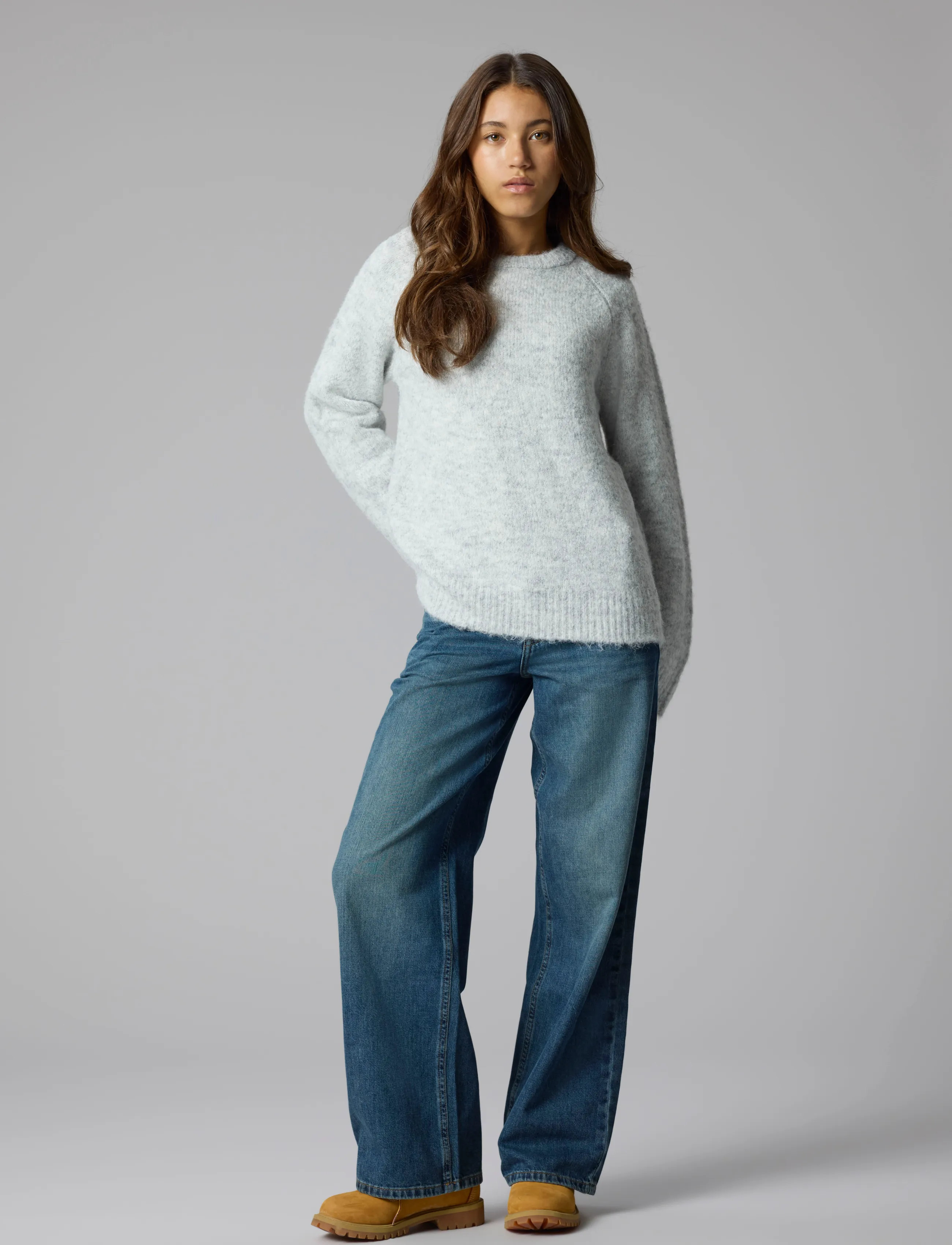 LMTD - NLFBULLO LS SHORT KNIT NOOS - pullover - light grey melange - 2