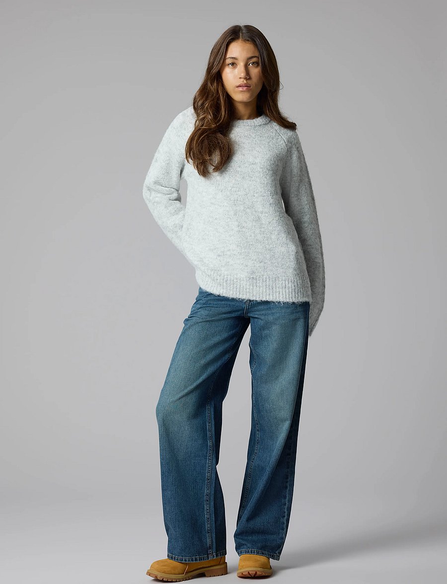 LMTD - NLFBULLO LS SHORT KNIT NOOS - pullover - light grey melange - 2