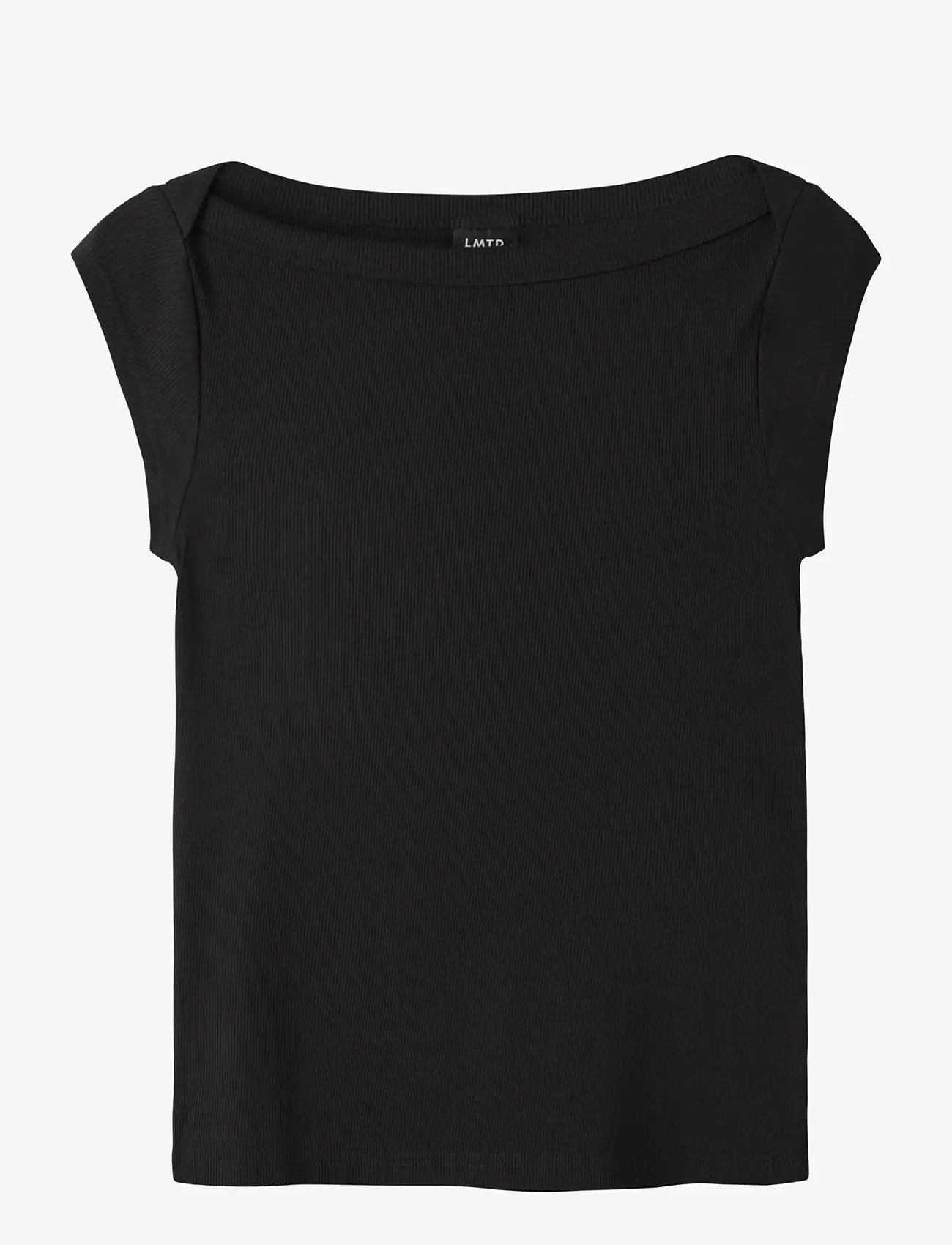 LMTD - NLFKANA SS SHORT BOATNECK TOP - kortærmede t-shirts - black - 0