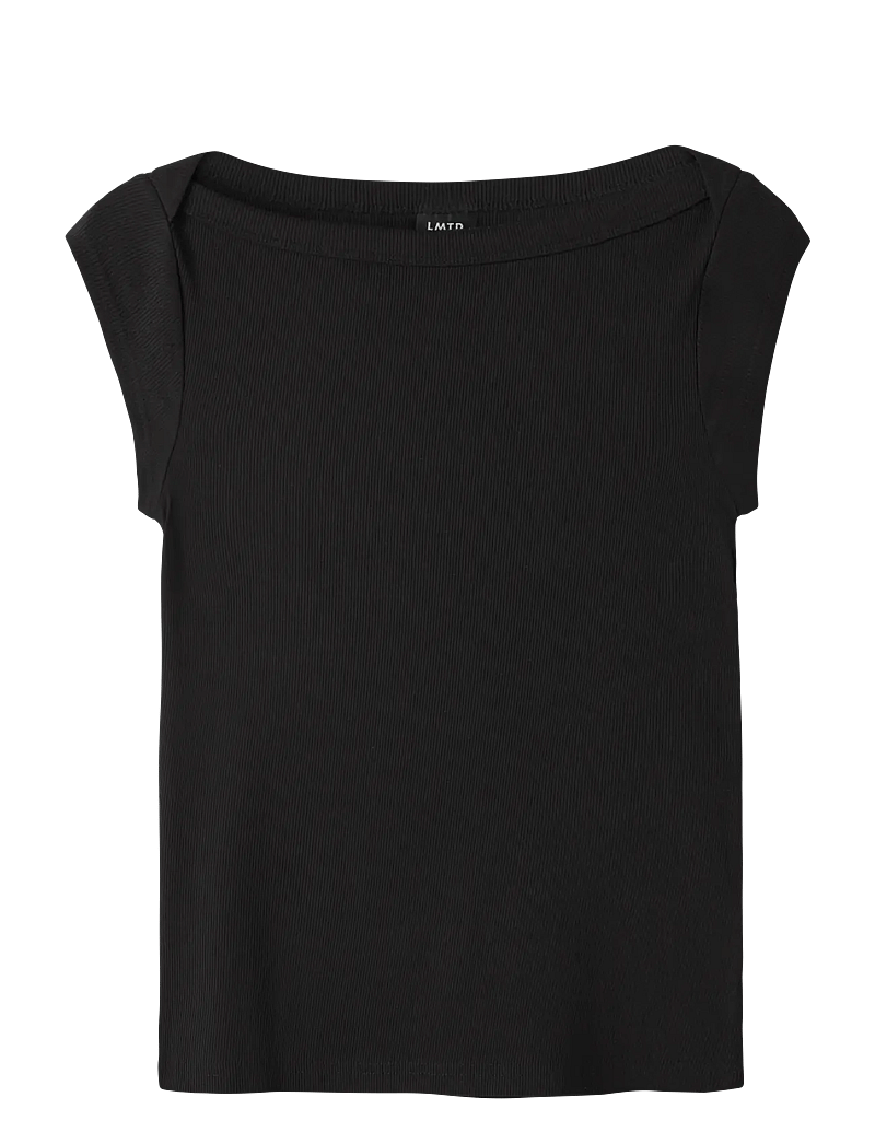 LMTD - NLFKANA SS SHORT BOATNECK TOP - kortærmede t-shirts - black - 0