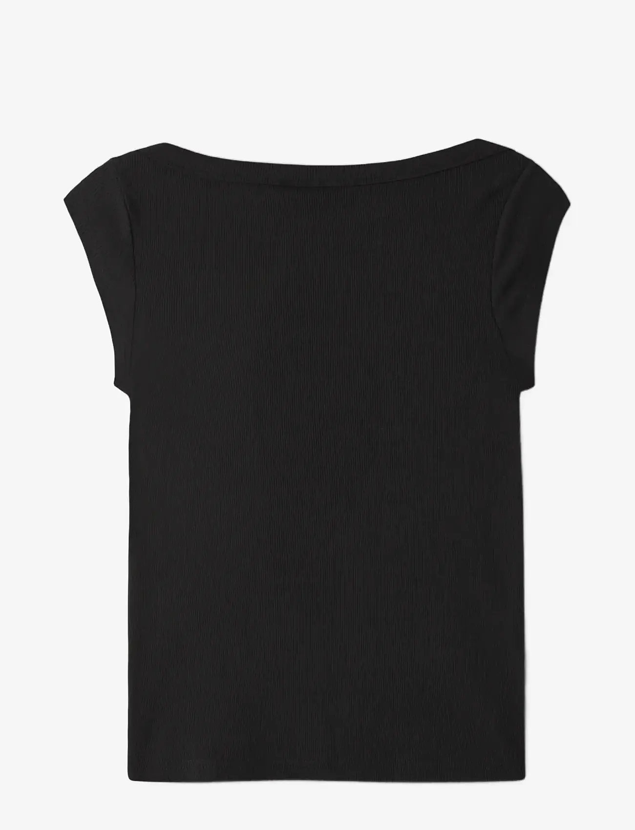 LMTD - NLFKANA SS SHORT BOATNECK TOP - kortærmede t-shirts - black - 1