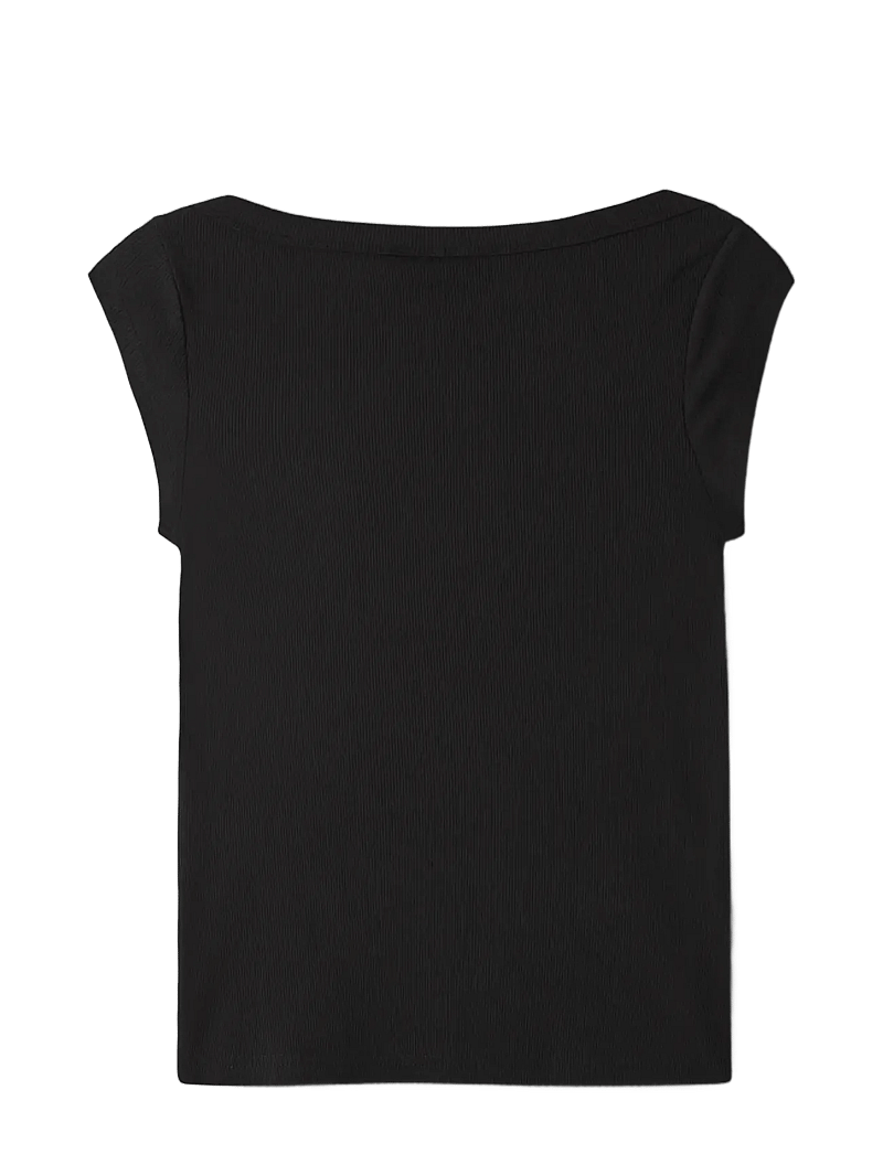LMTD - NLFKANA SS SHORT BOATNECK TOP - kortærmede t-shirts - black - 1