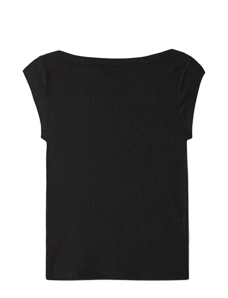 LMTD - NLFKANA SS SHORT BOATNECK TOP - kortærmede t-shirts - black - 1