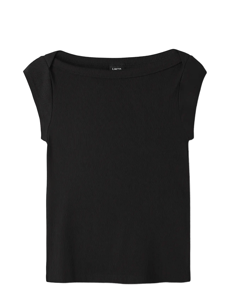 LMTD - NLFKANA SS SHORT BOATNECK TOP - kortærmede t-shirts - black - 2