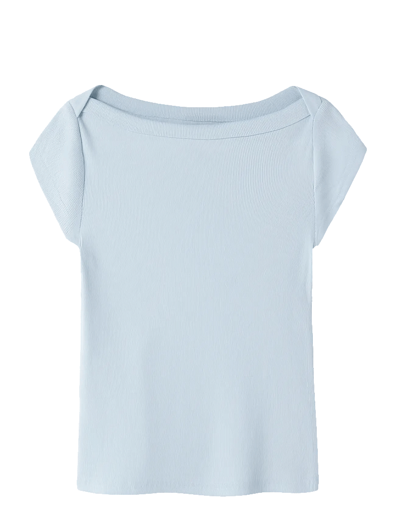 LMTD - NLFKANA SS SHORT BOATNECK TOP - kortærmede t-shirts - ice water - 0