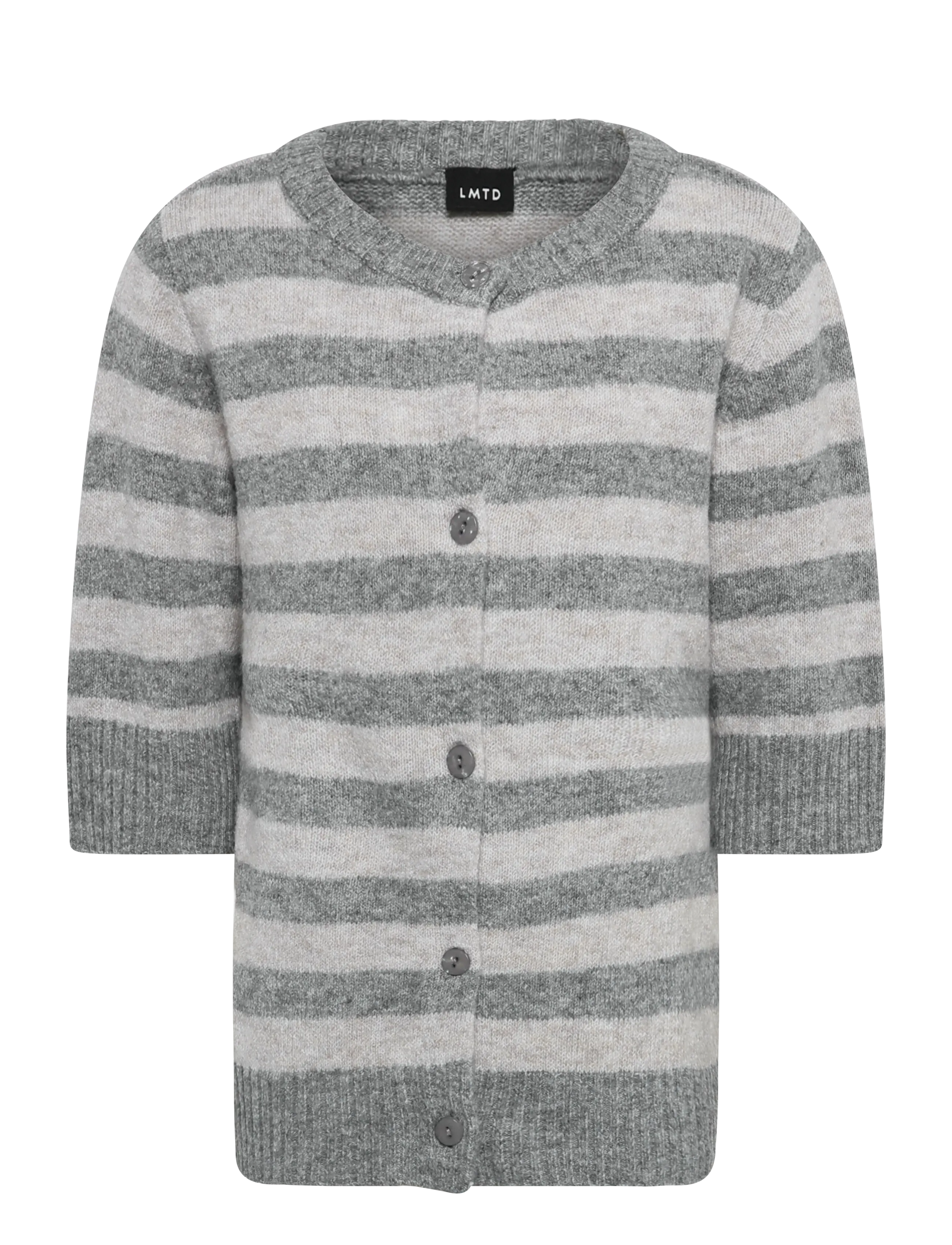 LMTD Nlfbynthe Ss Short Stripe Knit Cardigan, 146-152, Jackets & Coats, Grau - Light Jackets, Kinder