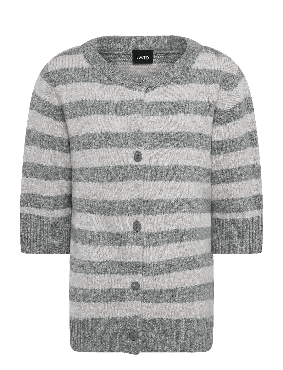 LMTD - NLFBYNTHE SS SHORT STRIPE KNIT CARDIGAN - grey melange - 0