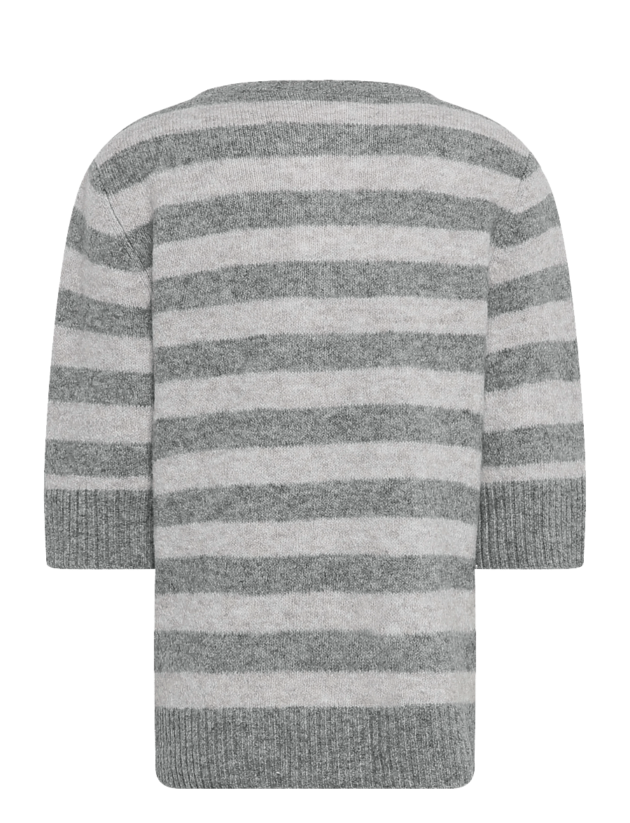 LMTD - NLFBYNTHE SS SHORT STRIPE KNIT CARDIGAN - grey melange - 1