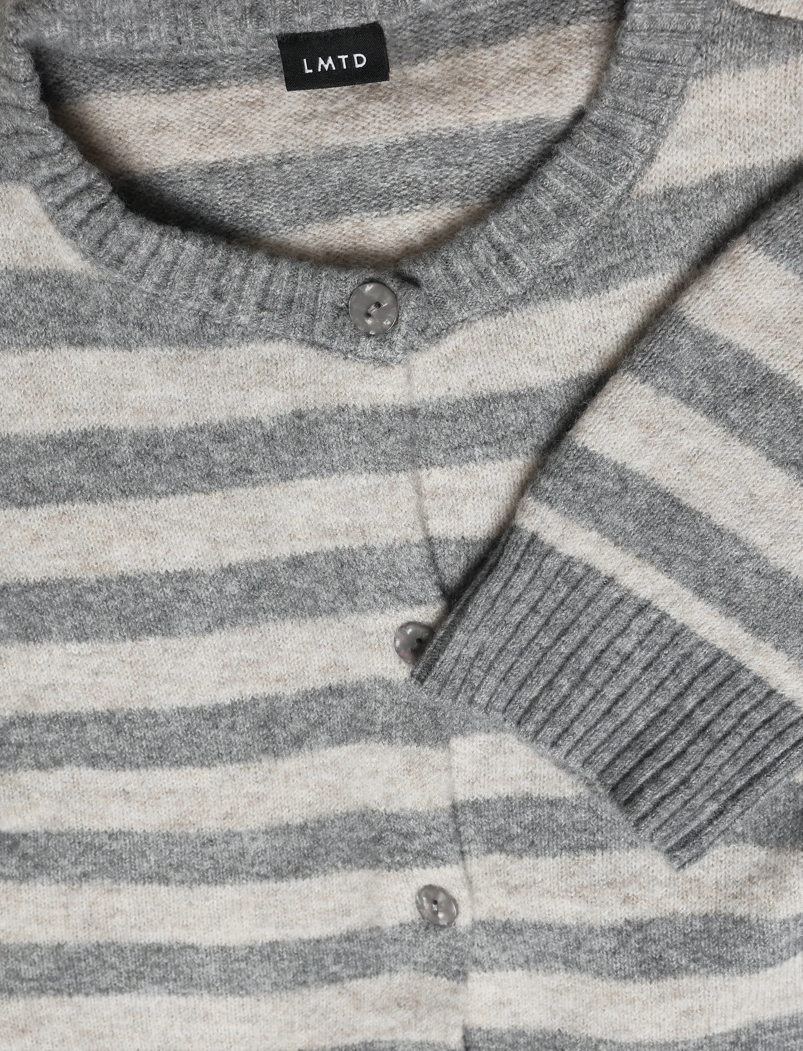 LMTD - NLFBYNTHE SS SHORT STRIPE KNIT CARDIGAN - grey melange - 4