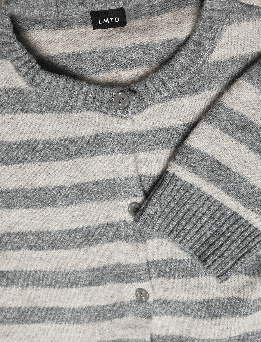 LMTD - NLFBYNTHE SS SHORT STRIPE KNIT CARDIGAN - grey melange - 4