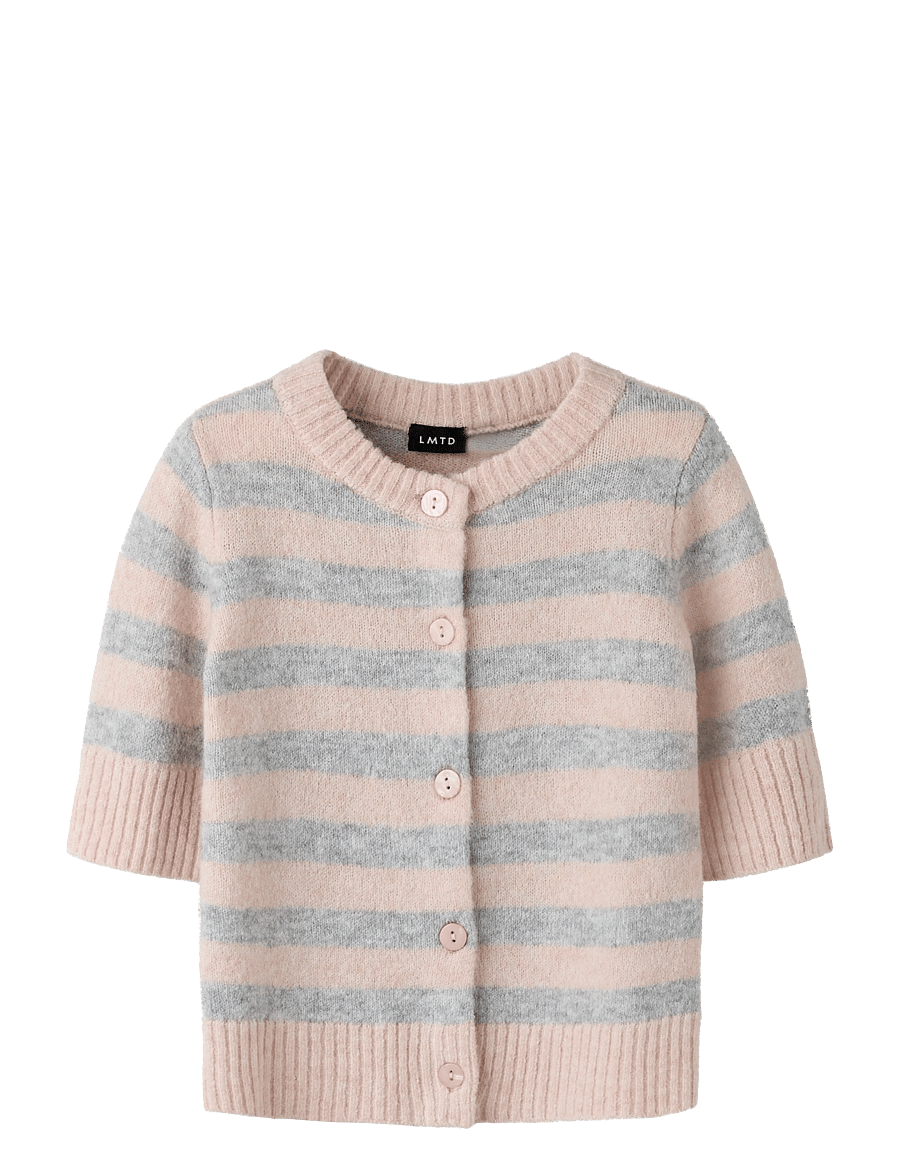 LMTD - NLFBYNTHE SS SHORT STRIPE KNIT CARDIGAN - cardigans - tropical peach - 0