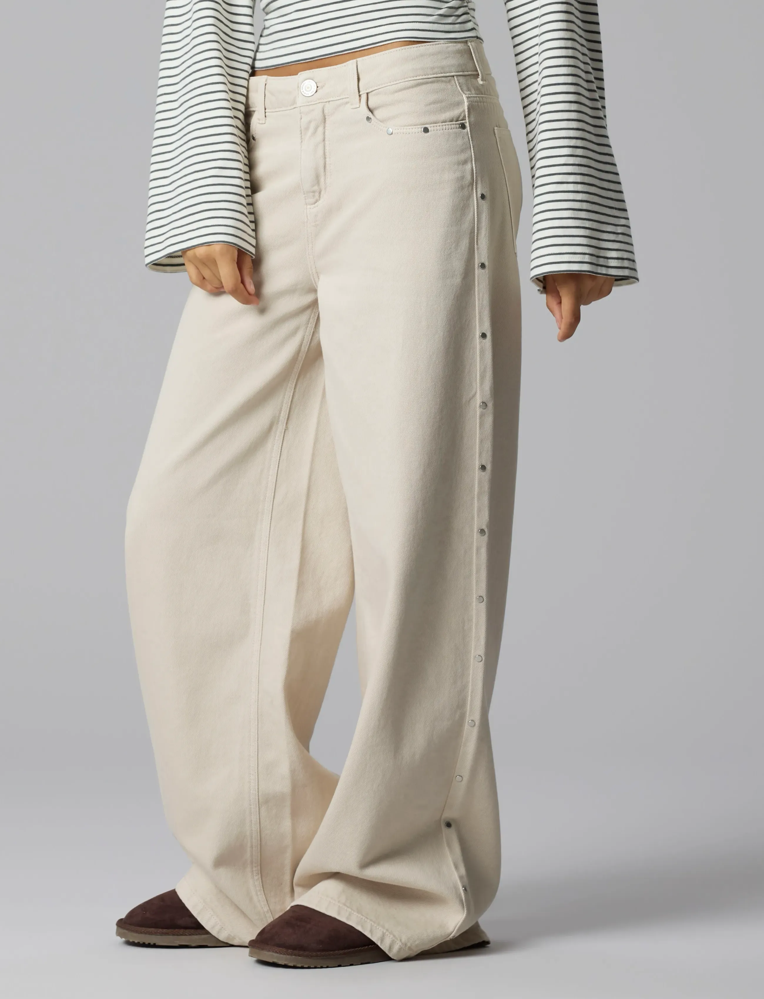 LMTD - NLFHYEDSTUD LW TWI LC X-WIDE PANT - laia säärega teksad - moonbeam - 2