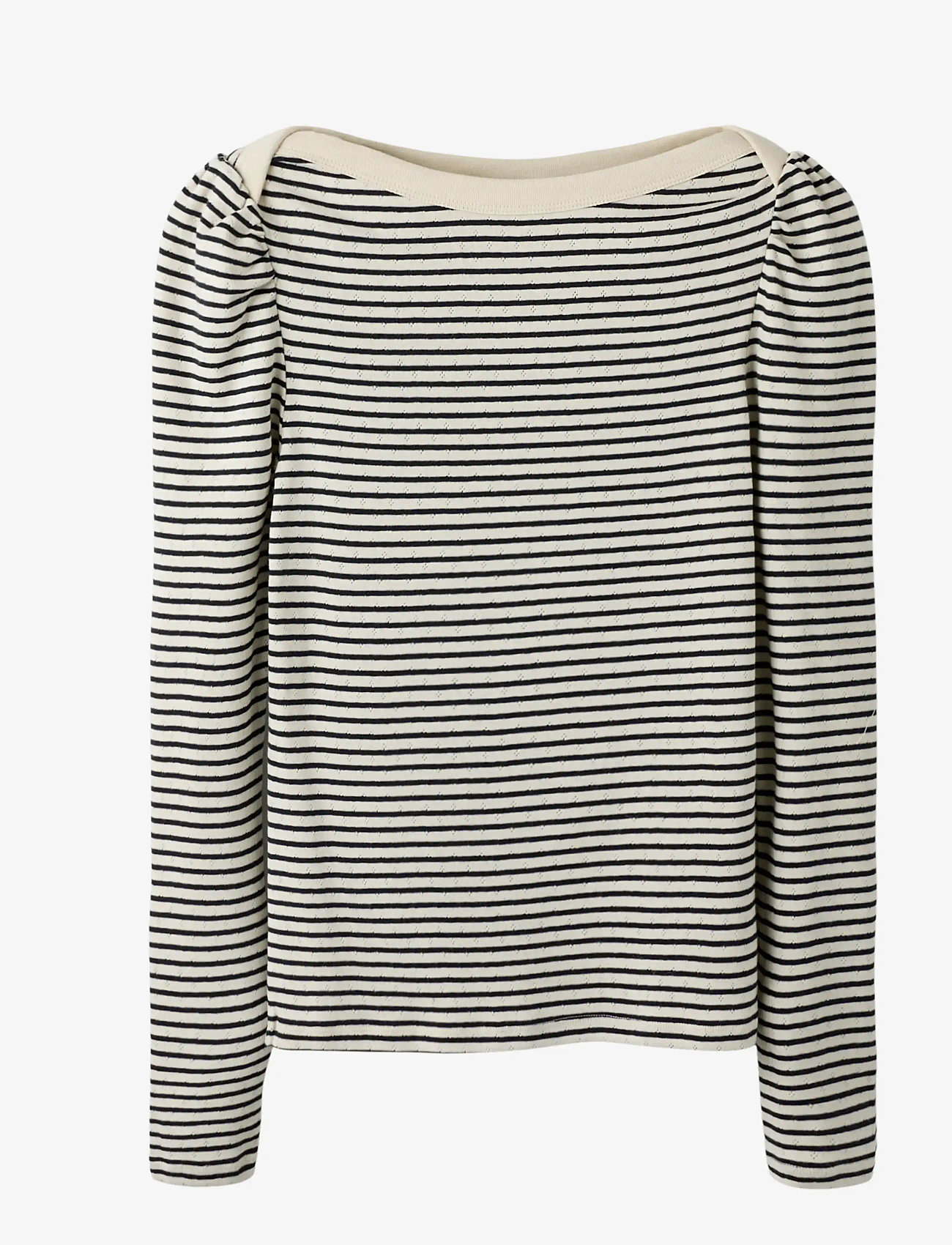 LMTD NLFSEHER LS SHORT BOATNECK TOP - T-shirts - NAVY BLAZER / cream