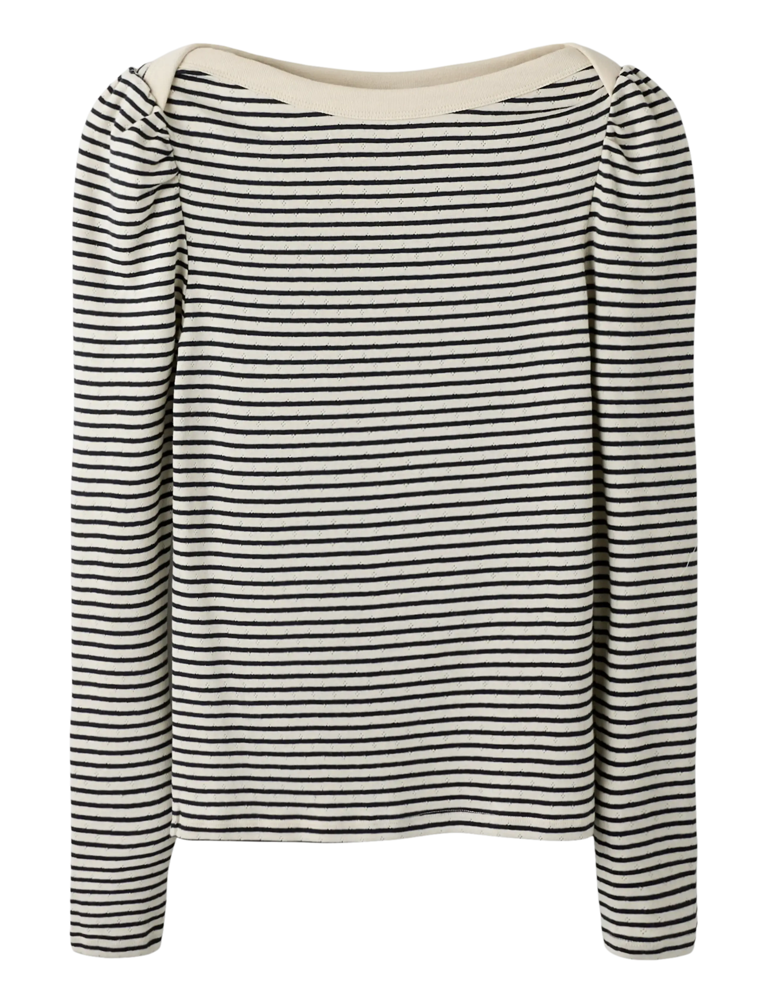 LMTD NLFSEHER LS SHORT BOATNECK TOP - Riided - NAVY BLAZER / cream