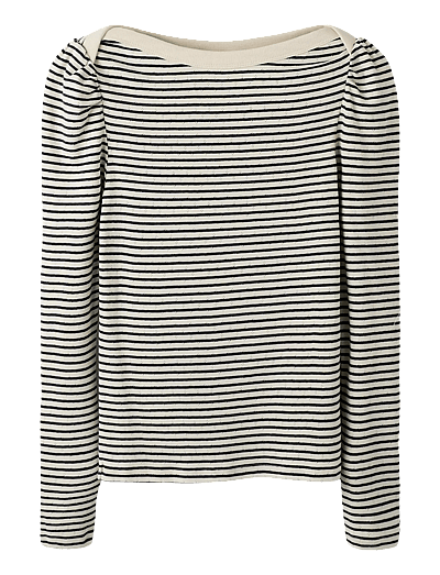 LMTD NLFSEHER LS SHORT BOATNECK TOP - T-shirts - NAVY BLAZER / cream