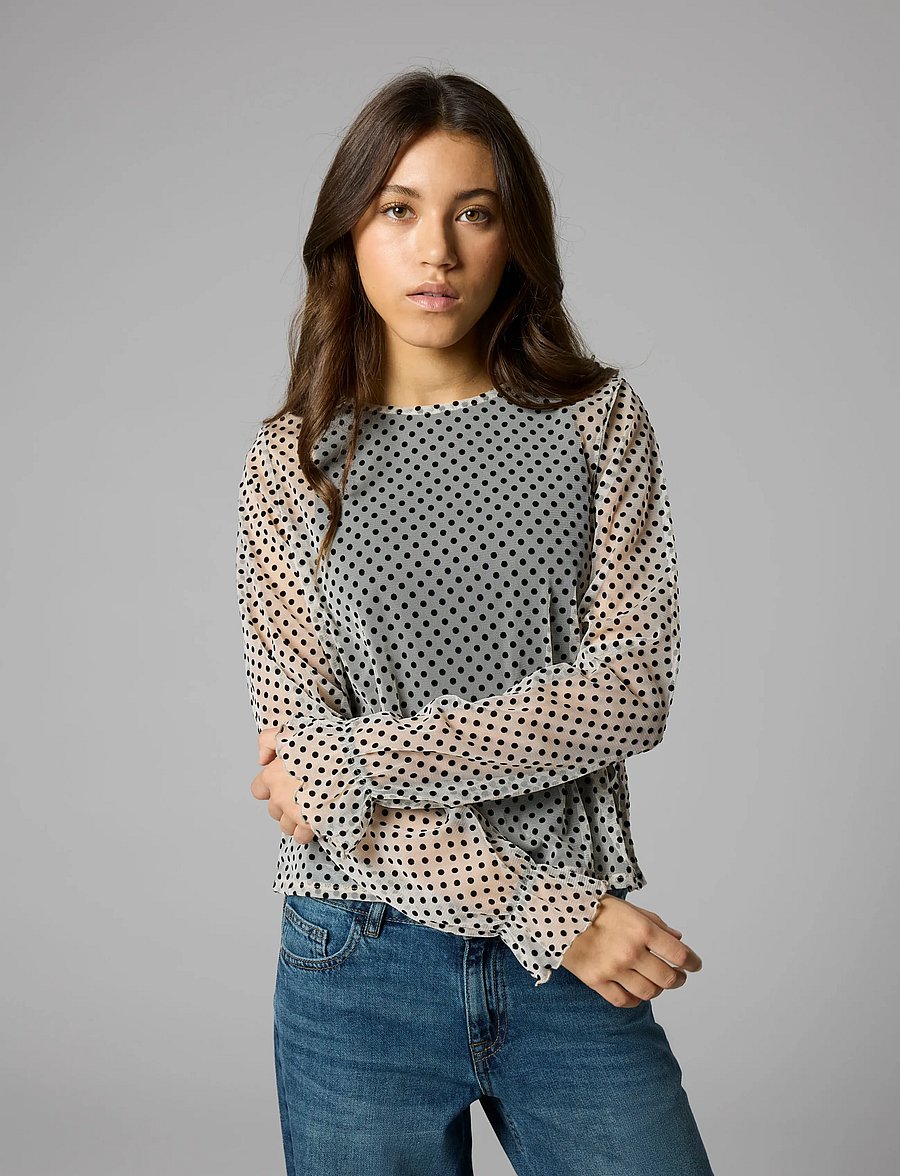 LMTD - NLFFLEDOT LS O-NECK SHIRT - palaidinės ir tunikos - black - 5