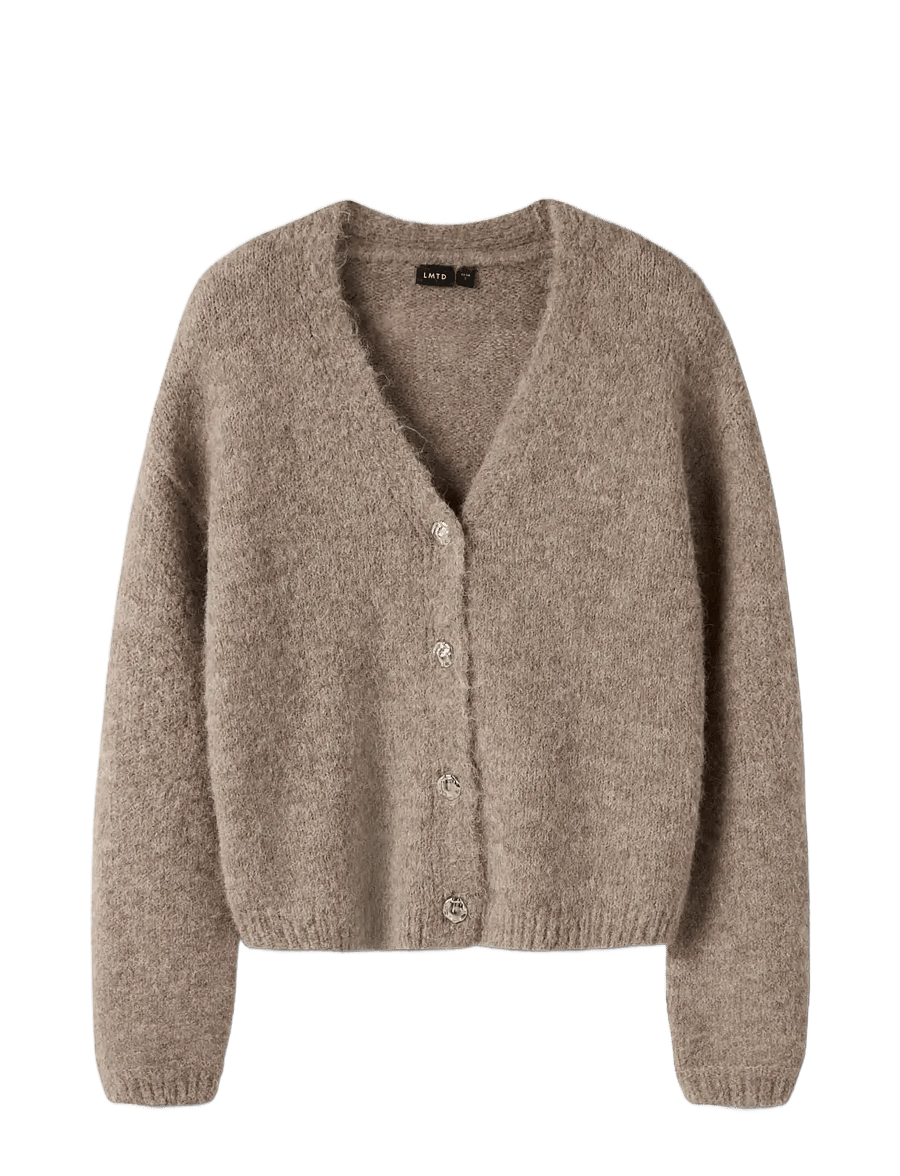 LMTD - NLFBULLO LS SHORT V-NECK KNIT CARDIGAN - cardigans - mocha meringue - 2
