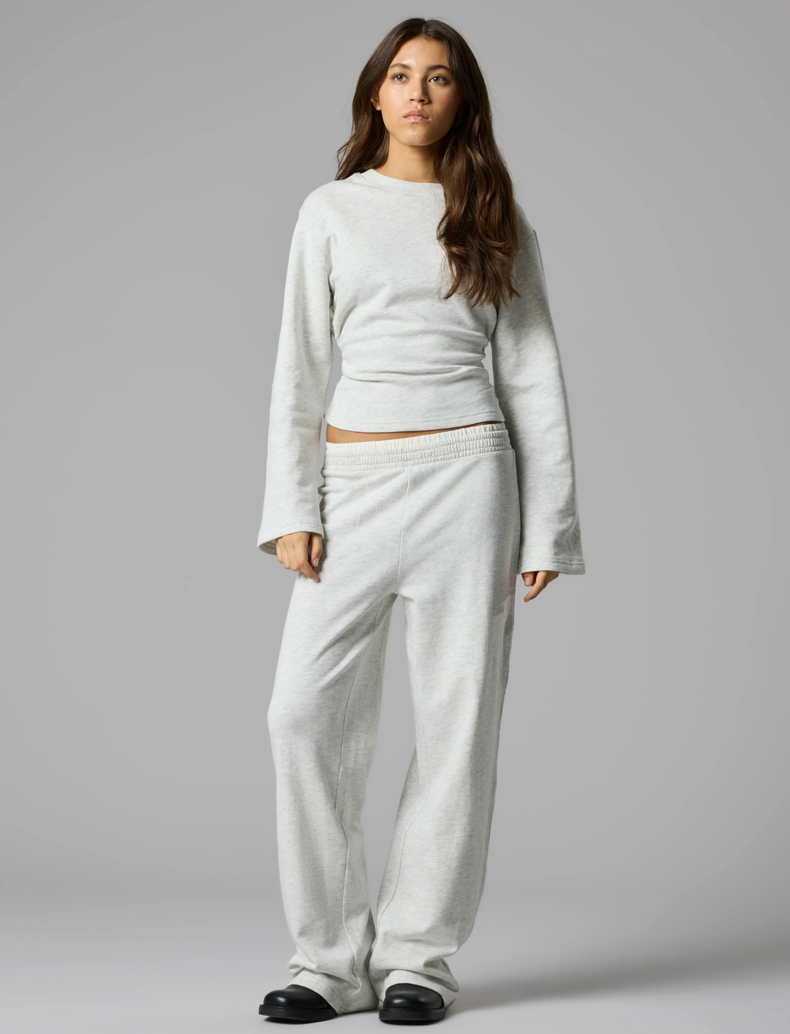 LMTD - NLFNIZU LS RUCHED SWEAT - sweatshirts - light grey melange - 3