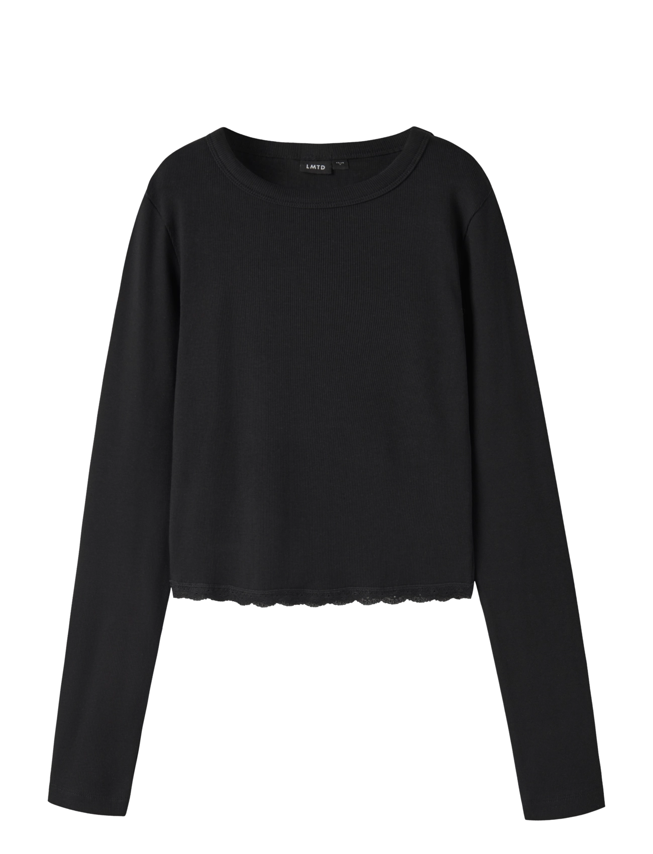 LMTD NLFNINAJA LS CROP LACE S TOP - Toppar & T-shirts - BLACK / black