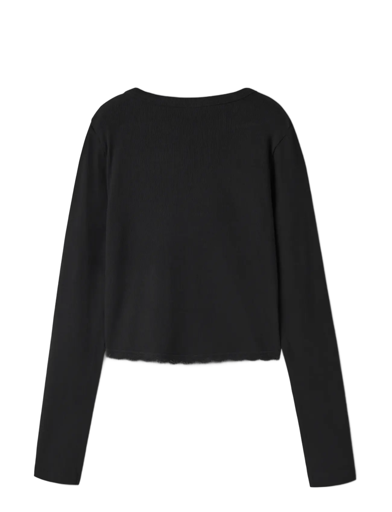 LMTD - NLFNINAJA LS CROP LACE S TOP - långärmade t-shirts - black - 1