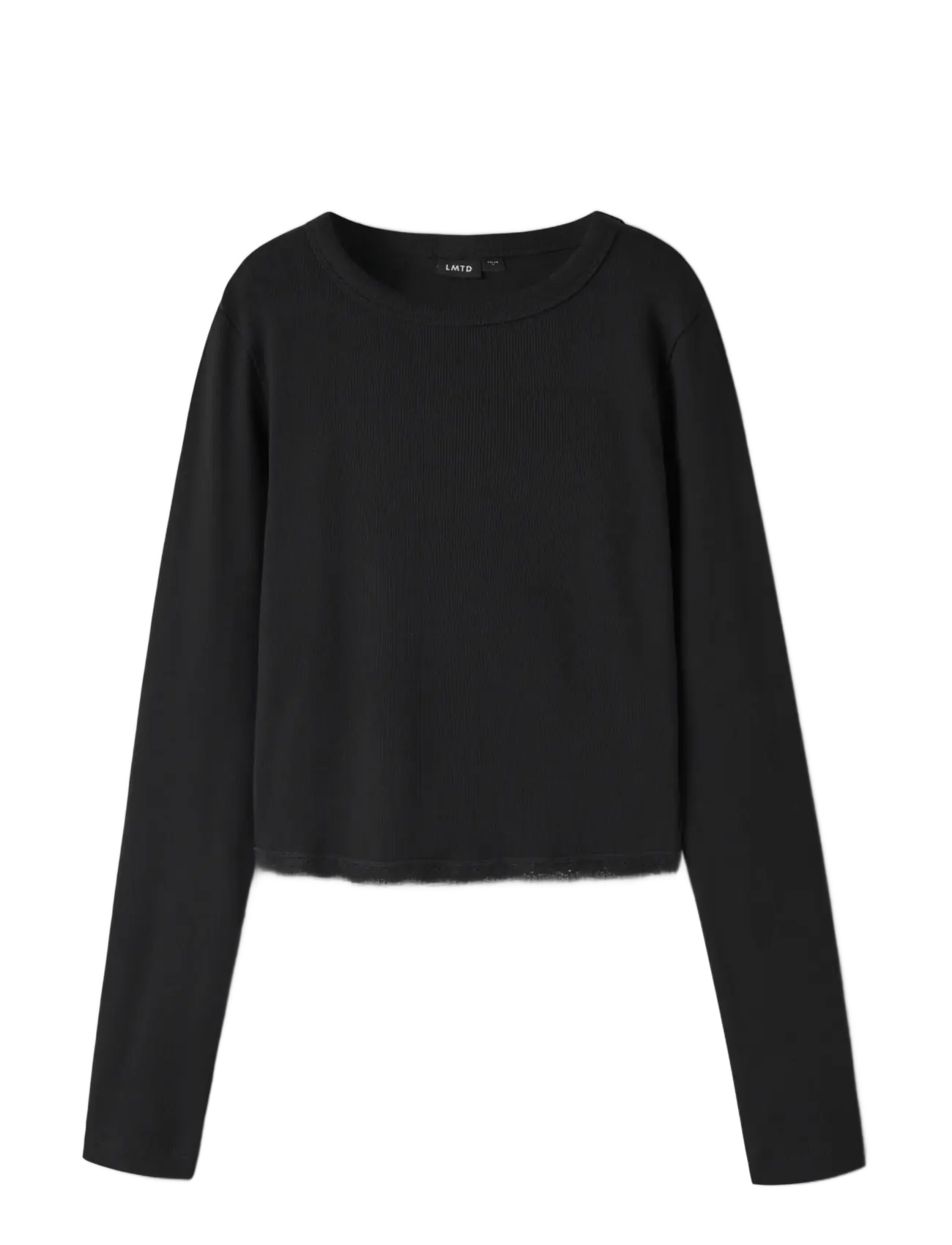 LMTD - NLFNINAJA LS CROP LACE S TOP - långärmade t-shirts - black - 2