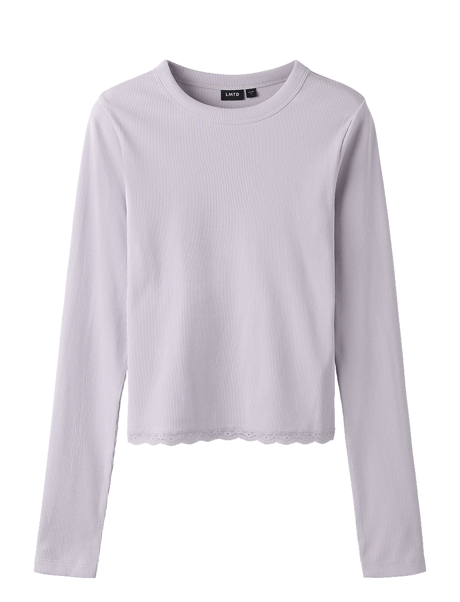 LMTD - NLFNINAJA LS CROP LACE S TOP - långärmade t-shirts - misty lilac - 0