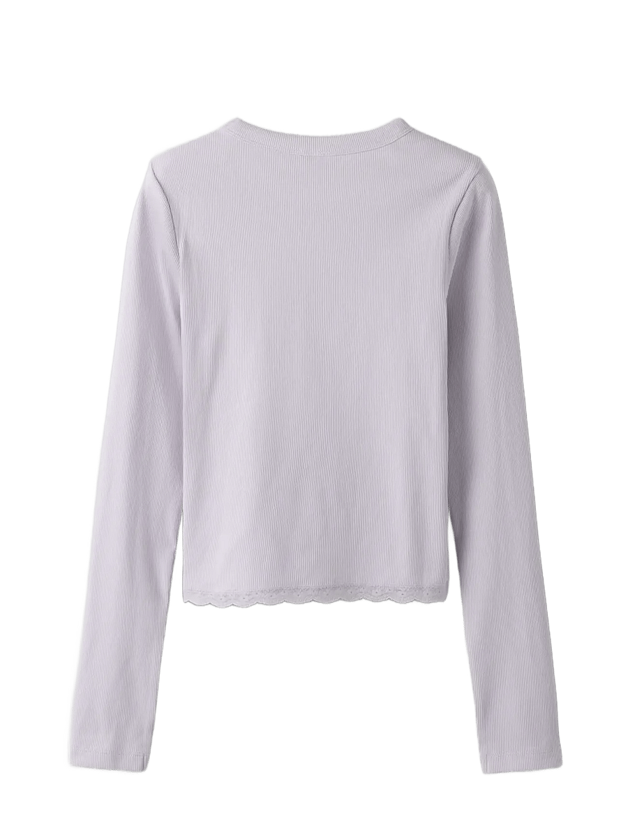 LMTD - NLFNINAJA LS CROP LACE S TOP - långärmade t-shirts - misty lilac - 1