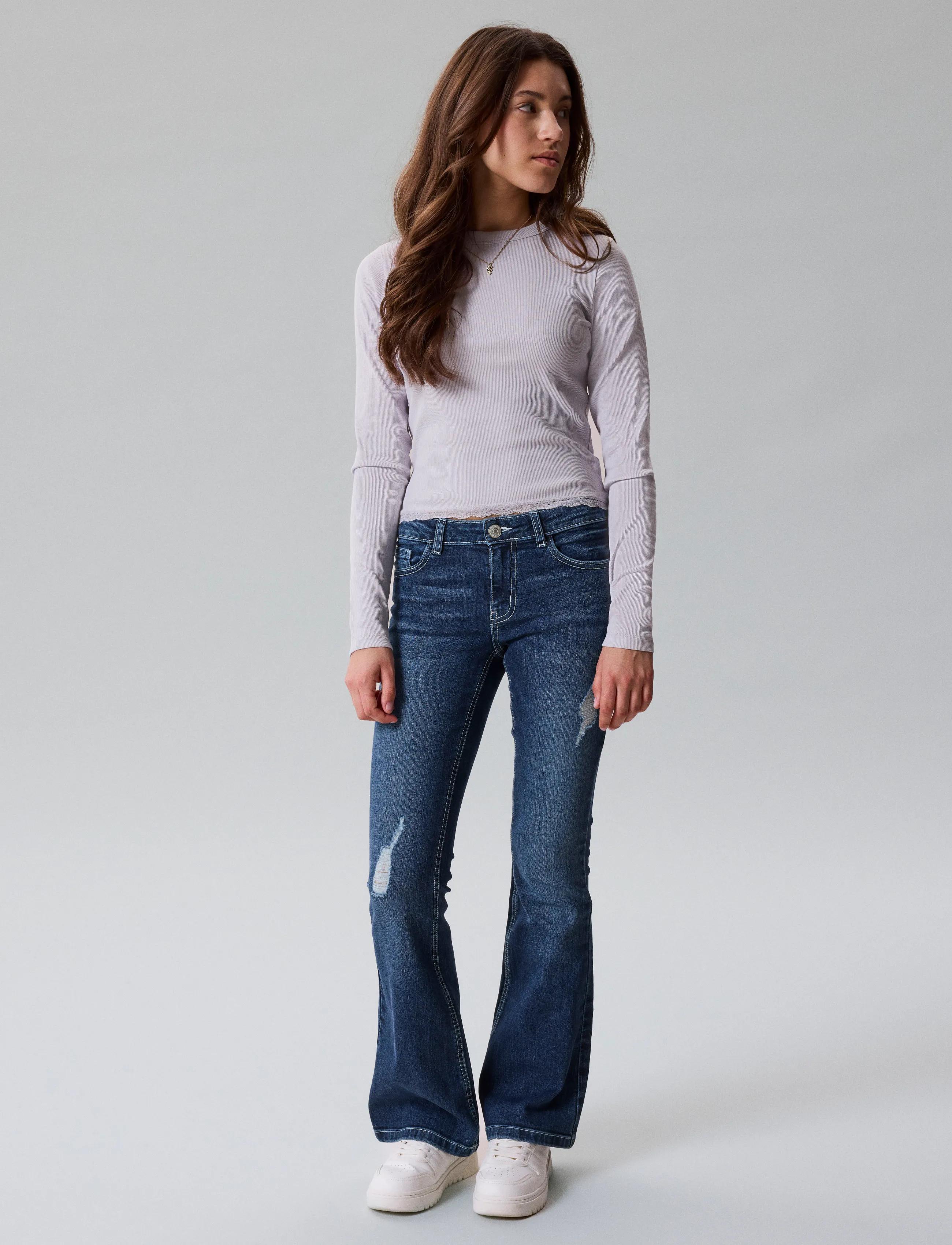 LMTD - NLFNINAJA LS CROP LACE S TOP - långärmade t-shirts - misty lilac - 3