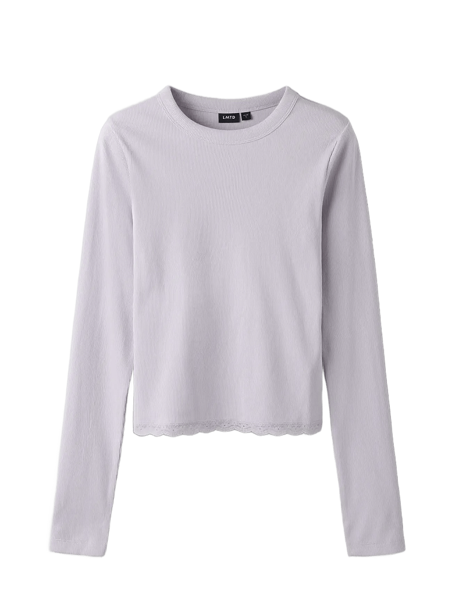LMTD - NLFNINAJA LS CROP LACE S TOP - långärmade t-shirts - misty lilac - 2
