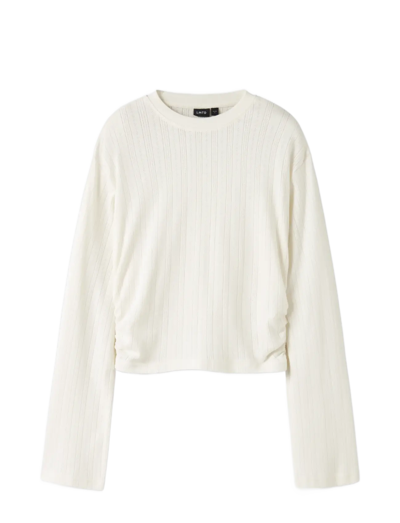 LMTD - NLFNOMINA LS SHORT RUCHED TOP - langærmede t-shirts - white alyssum - 1