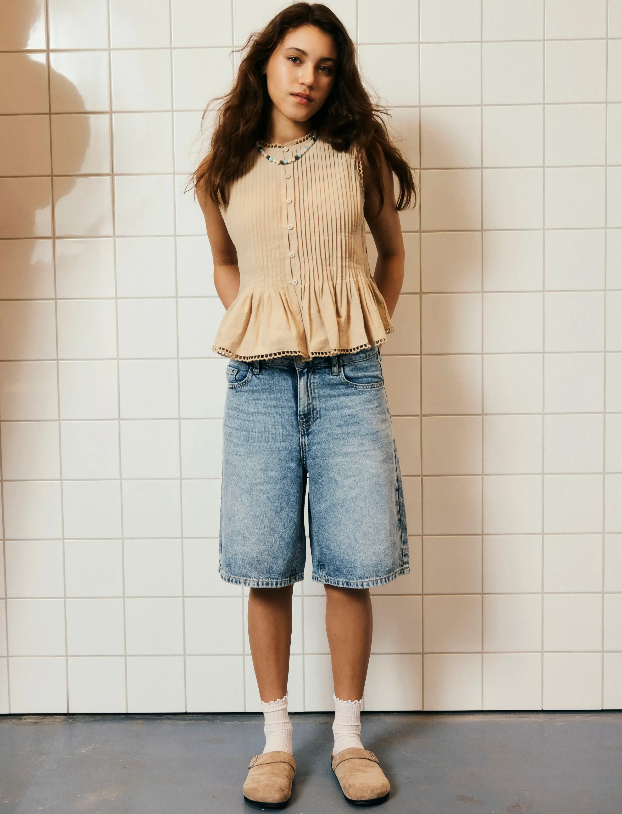 LMTD - NLFLOSTA SL SHORT SHIRT - blūzes un tunikas - white pepper - 2