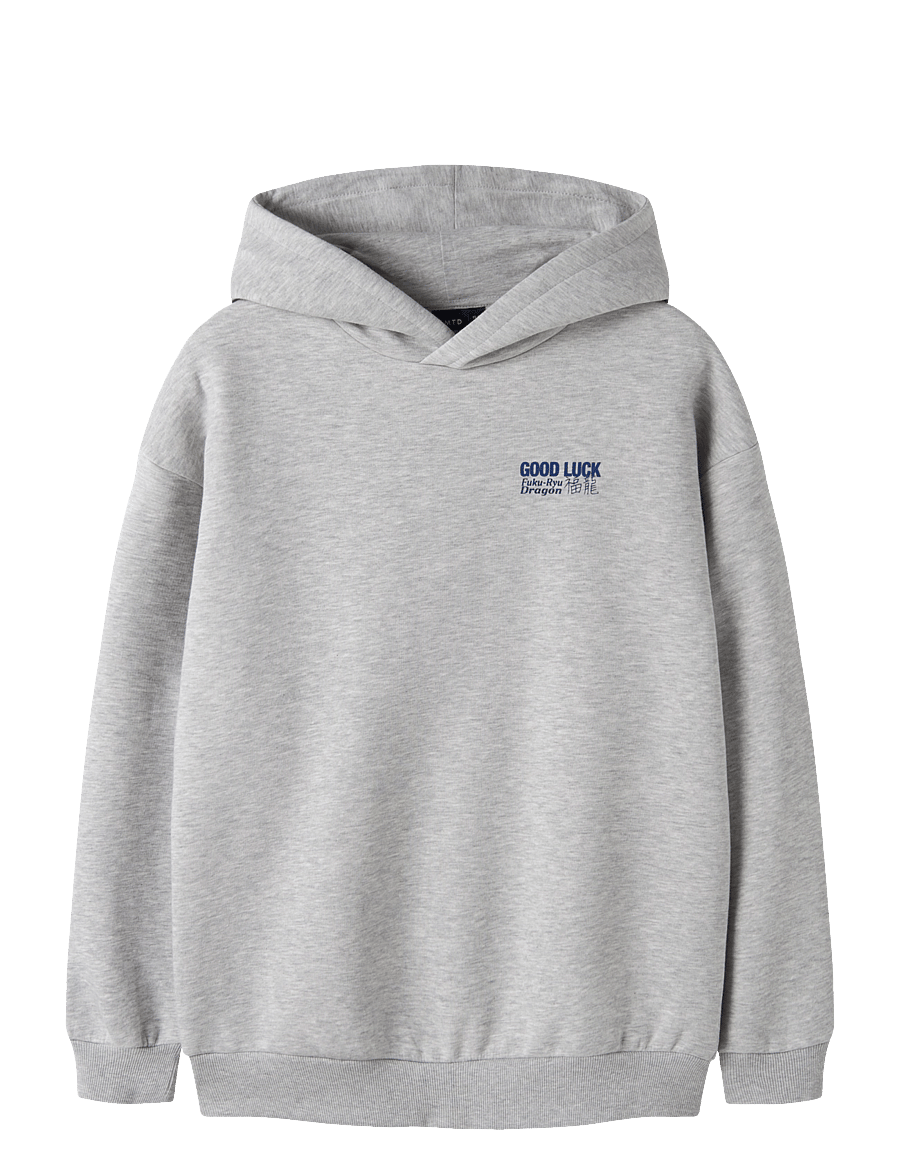 LMTD - NLMNOLUCK LS L SWEAT W. HOOD - light grey melange - 1