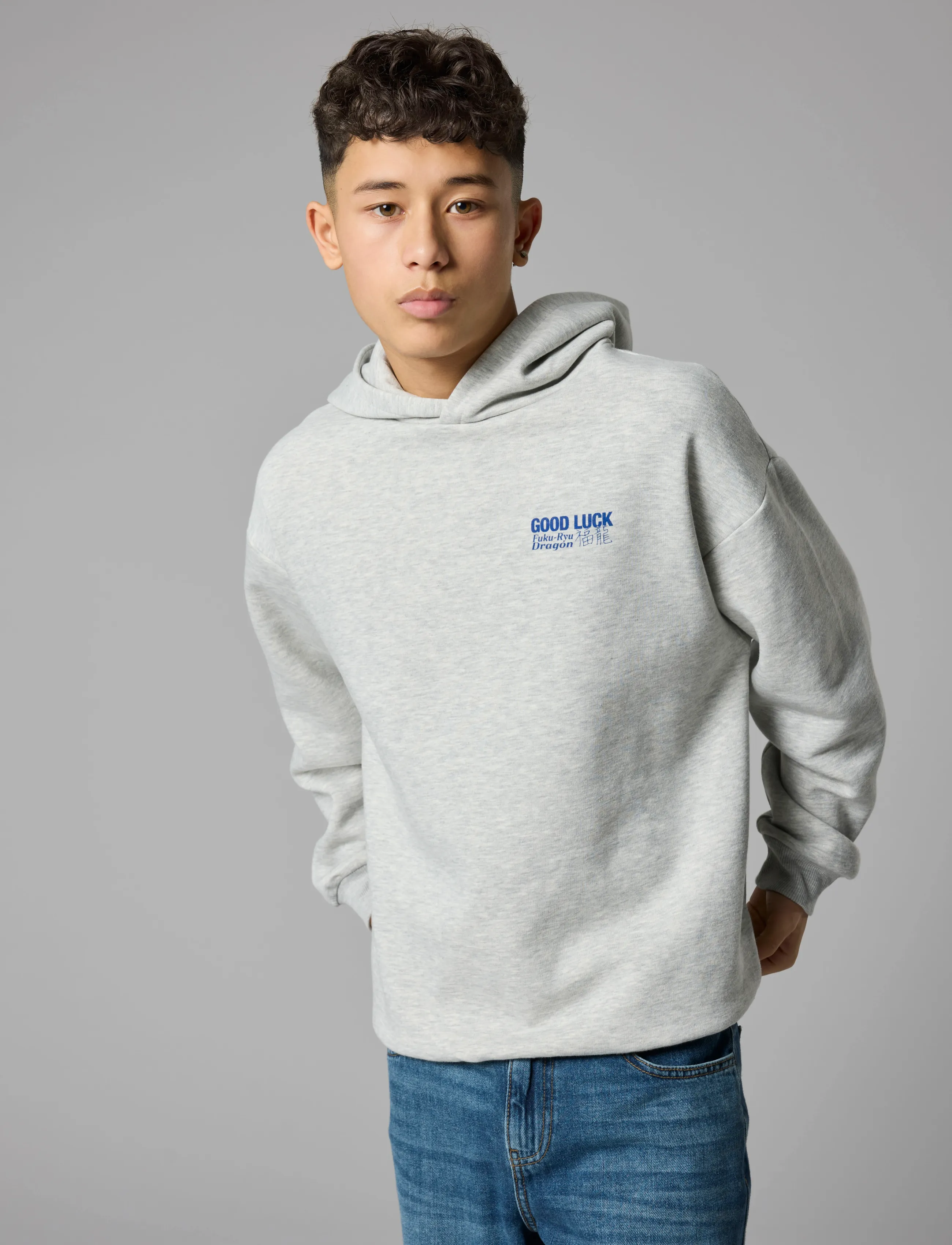 LMTD - NLMNOLUCK LS L SWEAT W. HOOD - light grey melange - 4