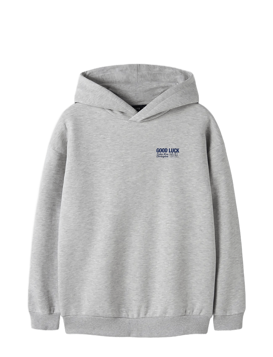 LMTD - NLMNOLUCK LS L SWEAT W. HOOD - light grey melange - 3