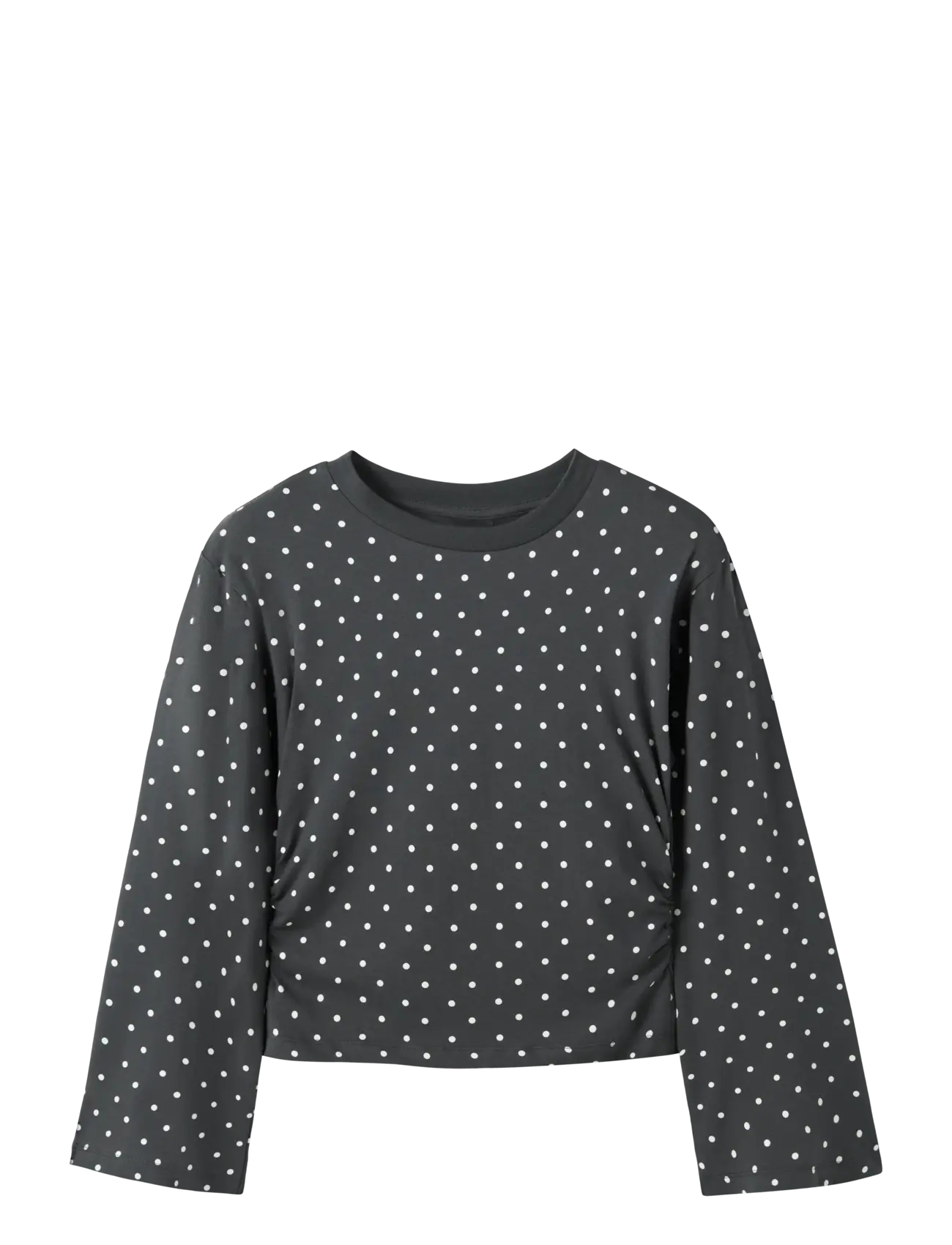 LMTD NLFDOSSO LS ROUCHED SHORT TOP - Sweatshirts - PIRATE BLACK / black