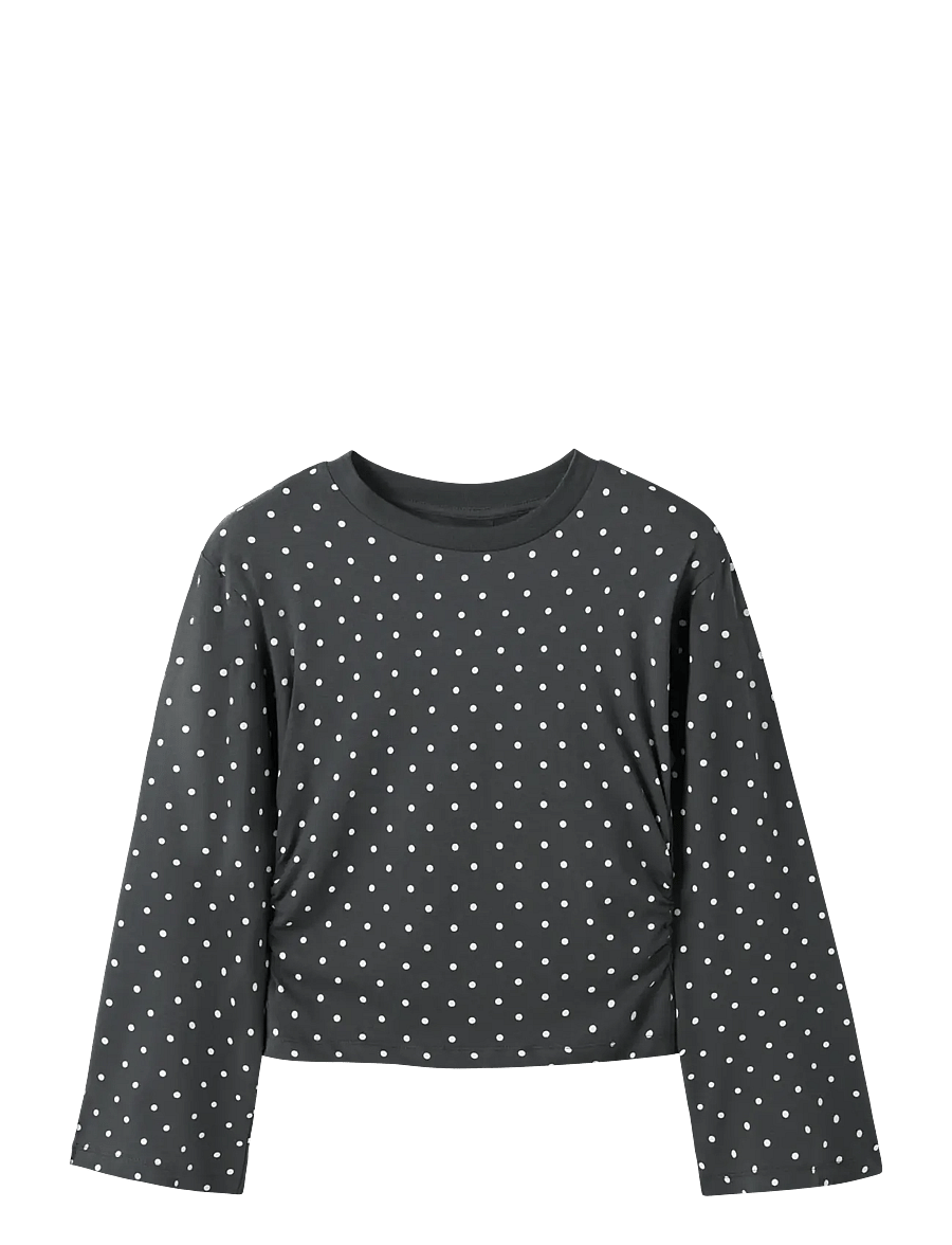 LMTD - NLFDOSSO LS ROUCHED SHORT TOP - sporta džemperi - pirate black - 1