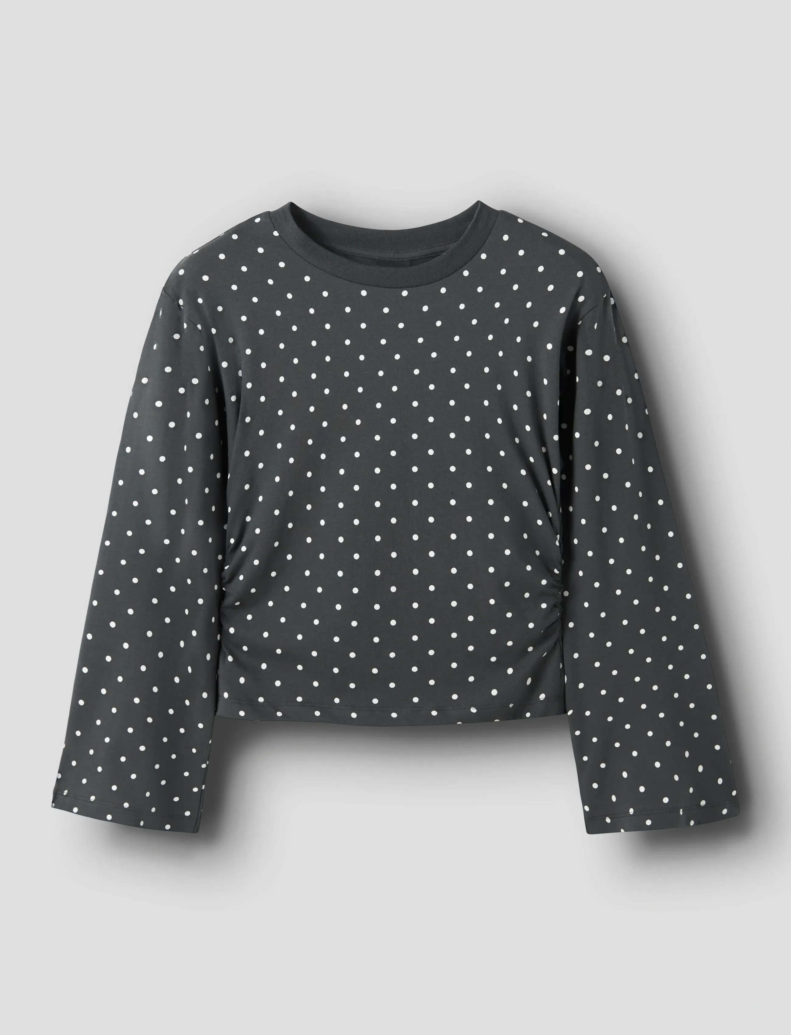LMTD Nlfdosso Ls Rouched Short Top, Børn, Prikket Langærmet Kort Top, Sort, Str: 134-140