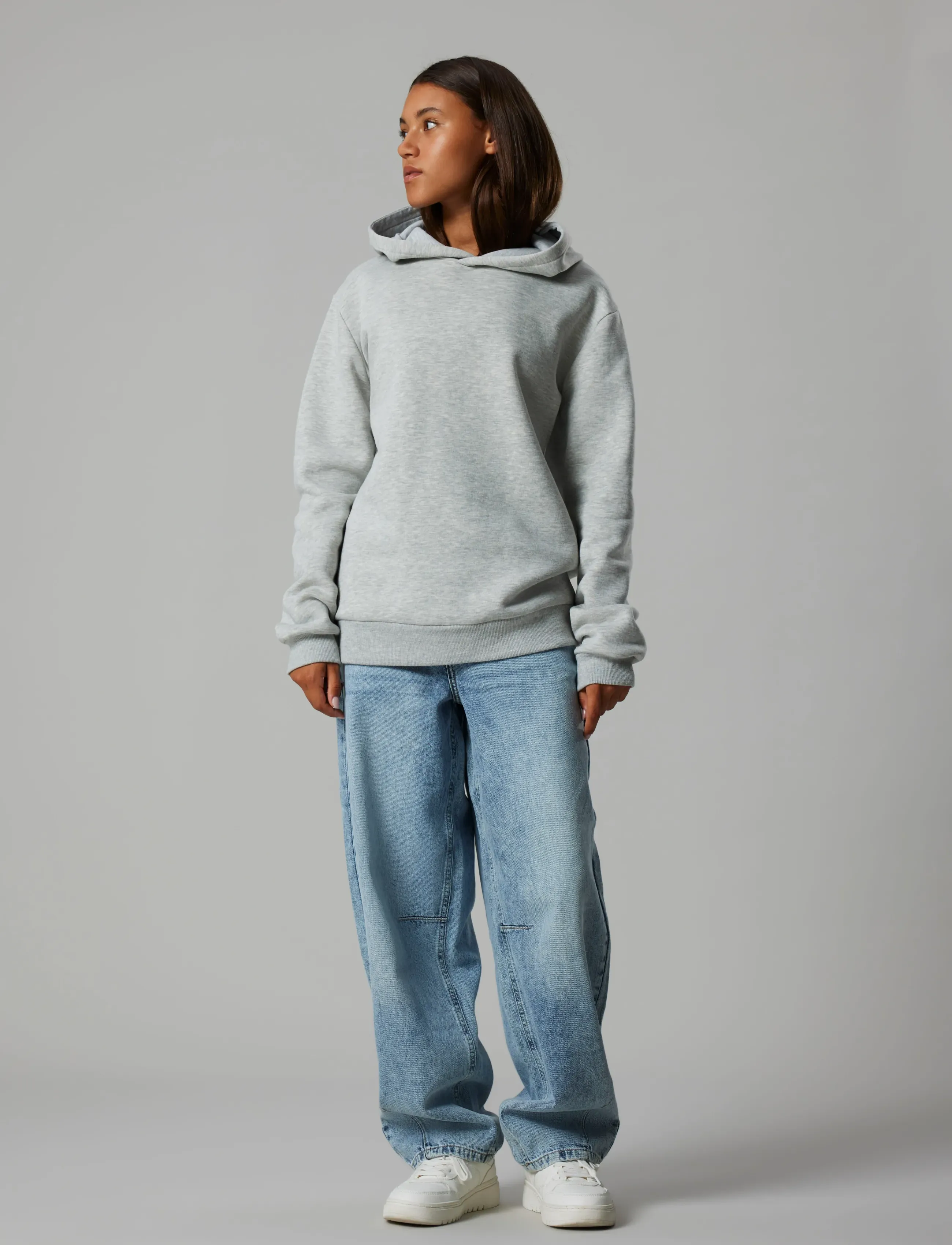 LMTD - NLNRENAR LS BRU LOOSE SWEAT W. HOOD - hættetrøjer - light grey melange - 4