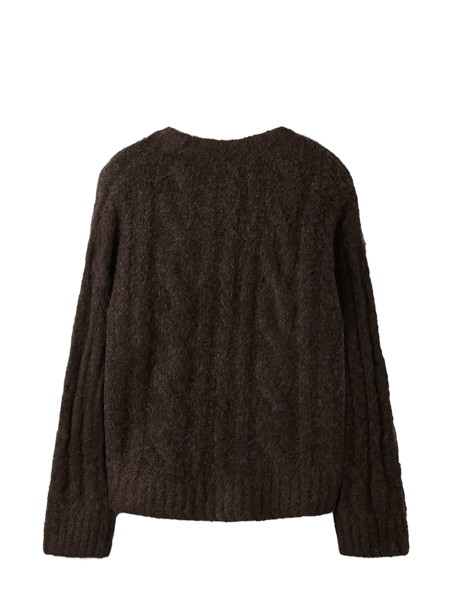 LMTD - NLFKLEAVECABLE LS SHORT KNIT NOOS - pullover - chocolate brown - 1
