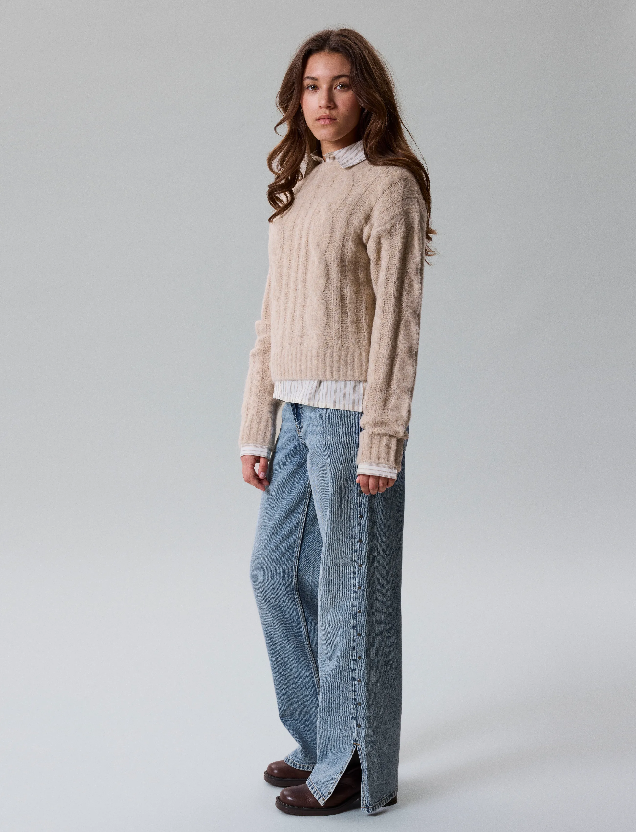 LMTD - NLFKLEAVECABLE LS SHORT KNIT NOOS - pullover - oatmeal - 3