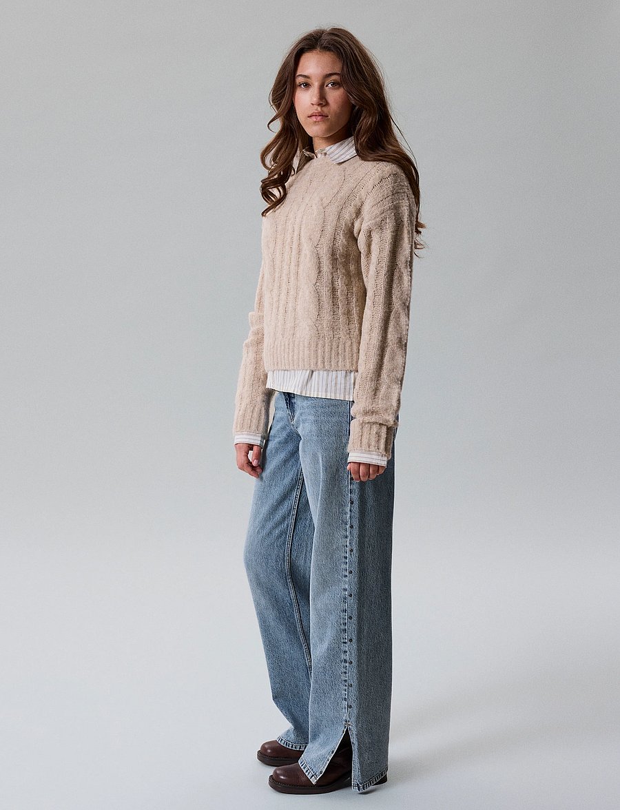 LMTD - NLFKLEAVECABLE LS SHORT KNIT NOOS - pullover - oatmeal - 3