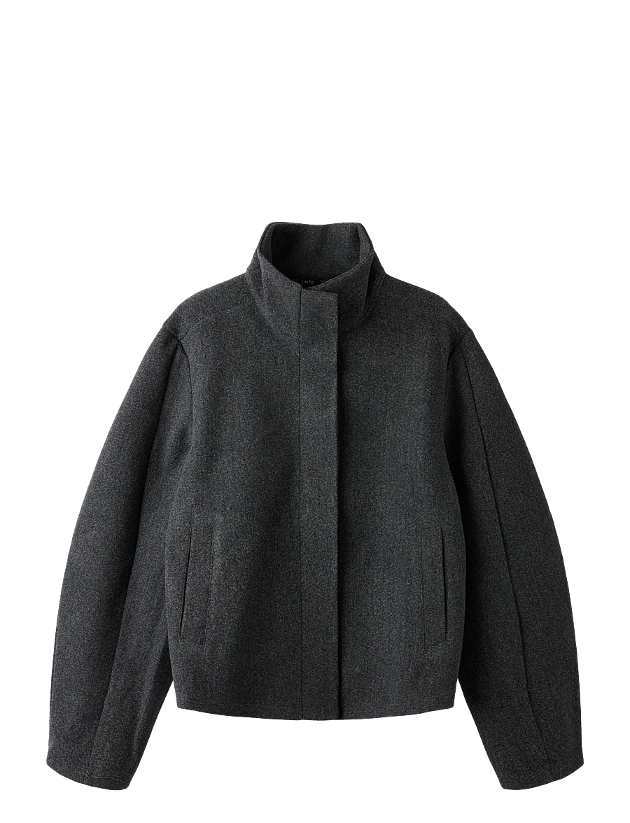 LMTD - NLFBARINA LS SHORT JACKET - daunen- und steppjacken - dark grey melange - 0