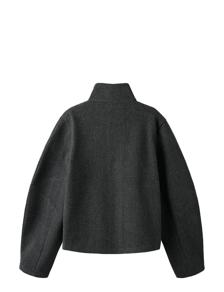 LMTD - NLFBARINA LS SHORT JACKET - daunen- und steppjacken - dark grey melange - 1