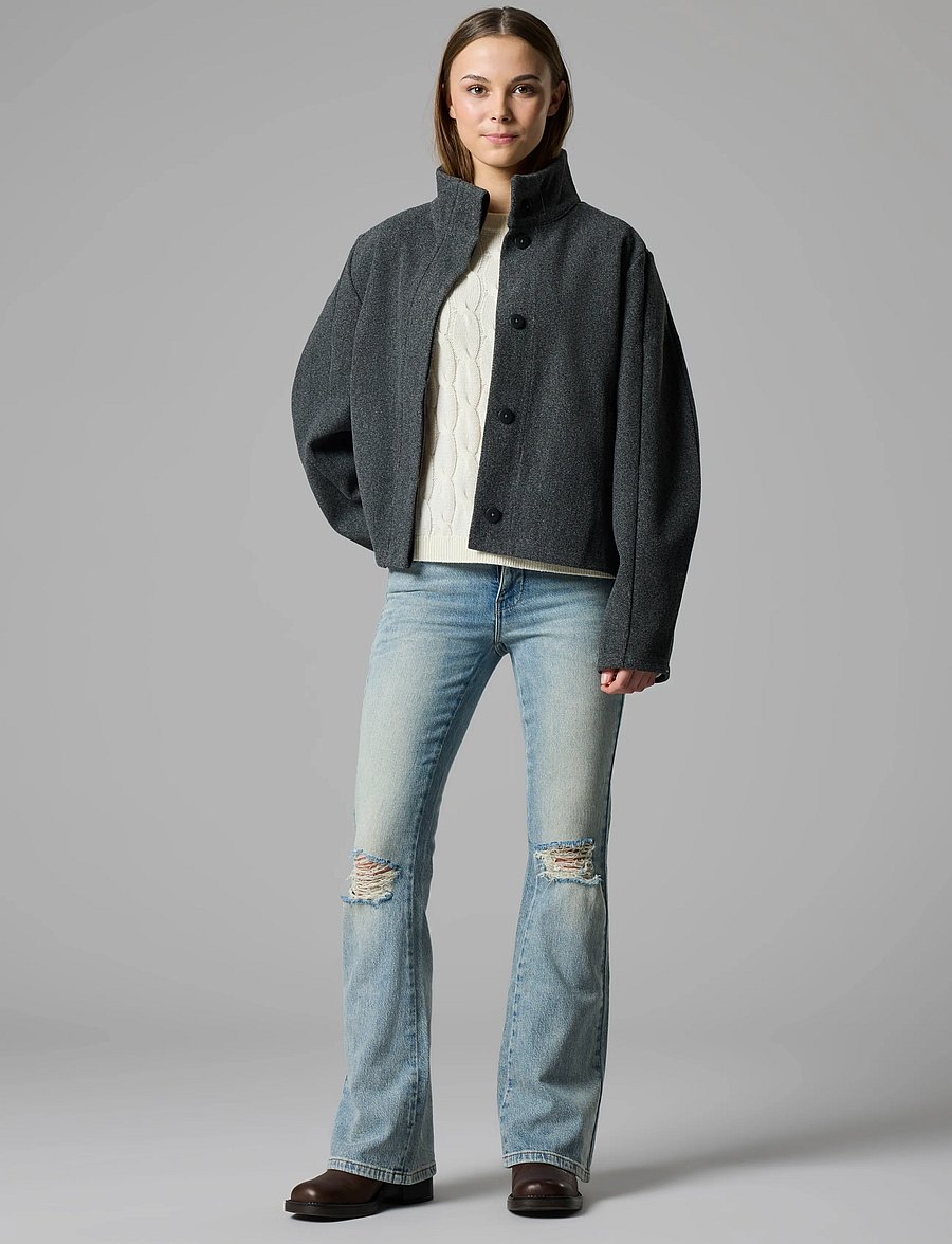 LMTD - NLFBARINA LS SHORT JACKET - daunen- und steppjacken - dark grey melange - 2