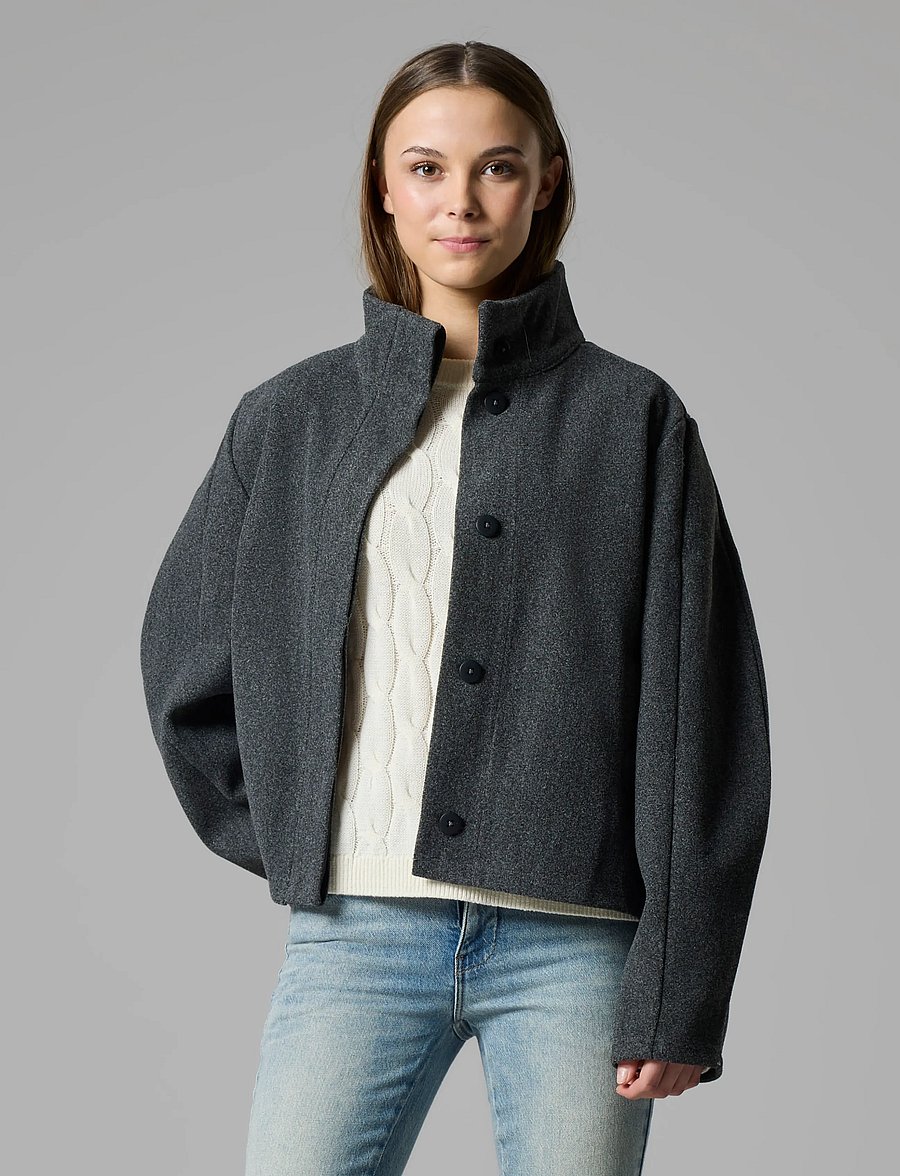 LMTD - NLFBARINA LS SHORT JACKET - daunen- und steppjacken - dark grey melange - 3