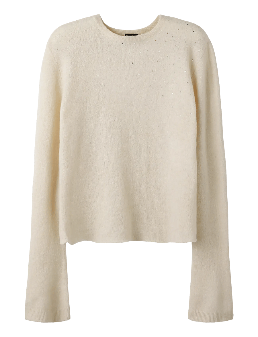 LMTD - NLFLODET STUD LS SHORT S KNIT - trøjer - antique white - 0