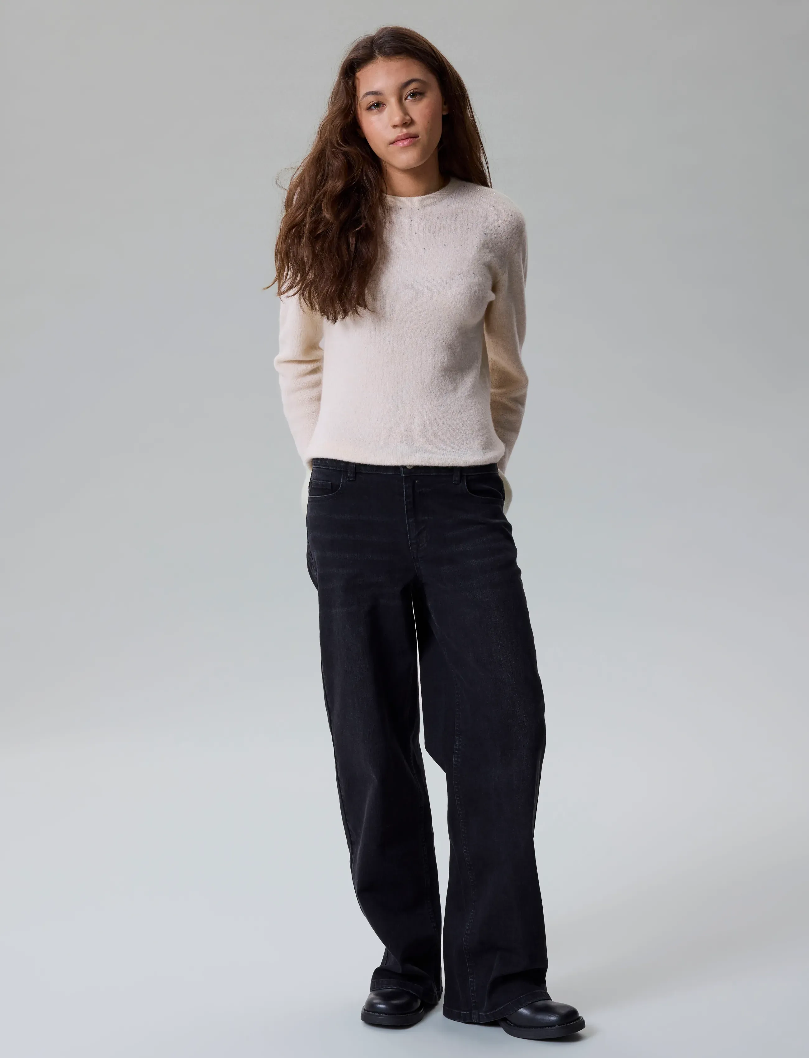 LMTD - NLFLODET STUD LS SHORT S KNIT - trøjer - antique white - 2