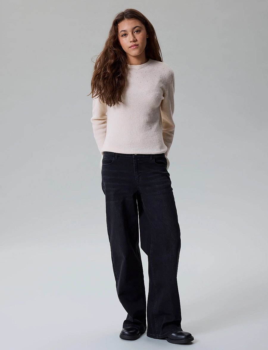 LMTD - NLFLODET STUD LS SHORT S KNIT - trøjer - antique white - 2