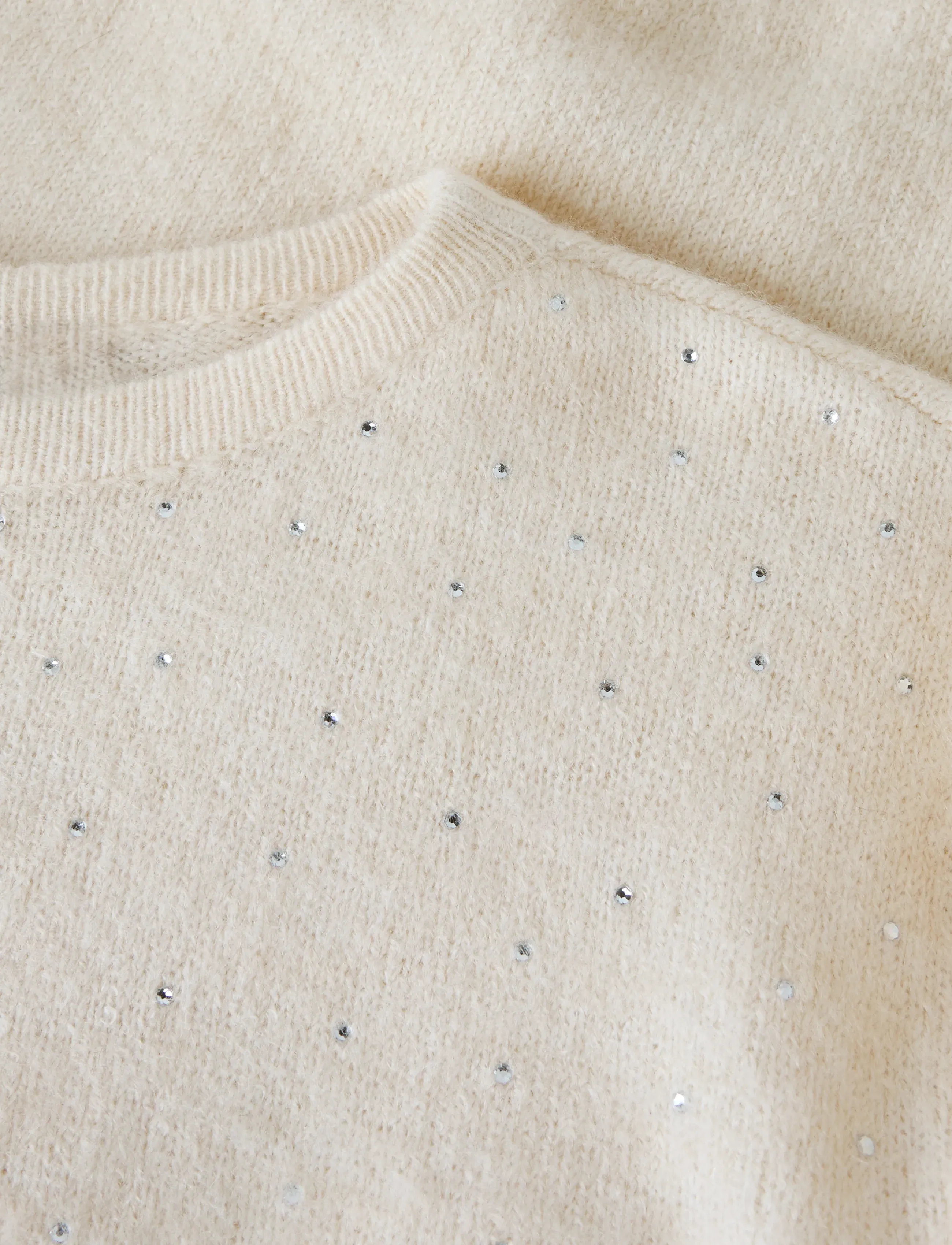 LMTD - NLFLODET STUD LS SHORT S KNIT - trøjer - antique white - 4