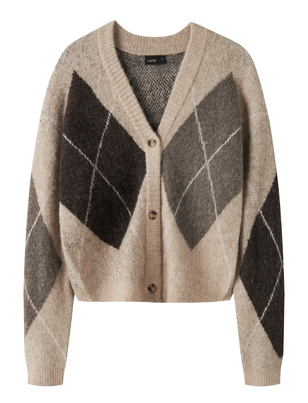 LMTD NLFKLEAVEHARLEKIN LS SHORT KNIT CARDIGAN - Clothing - PEYOTE / beige